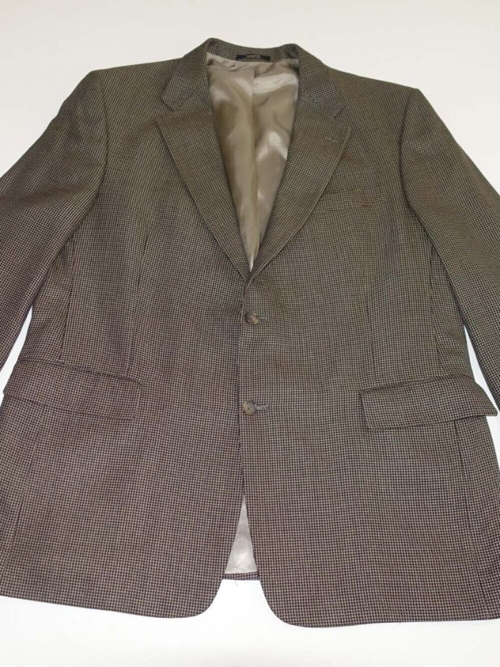 Hart Schaffner Marx Men's Suit Jacket Size 46 Regular Brown Black 100% Wool 46R